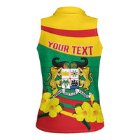 Personalised Benin National Day Women Sleeveless Polo Shirt Coat Of Arms Yellow Allamanda
