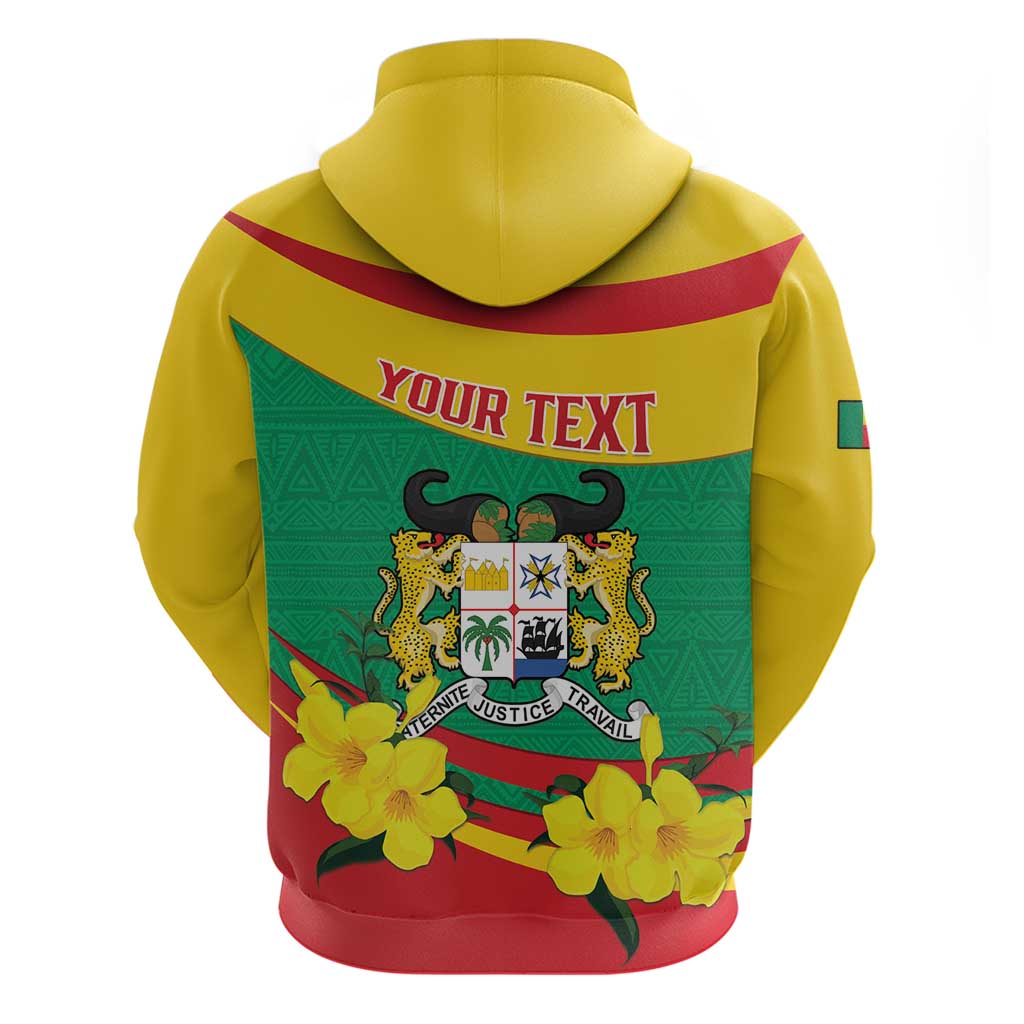 Personalised Benin National Day Zip Hoodie Coat Of Arms Yellow Allamanda