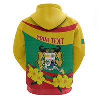 Personalised Benin National Day Zip Hoodie Coat Of Arms Yellow Allamanda