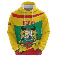 Personalised Benin National Day Zip Hoodie Coat Of Arms Yellow Allamanda