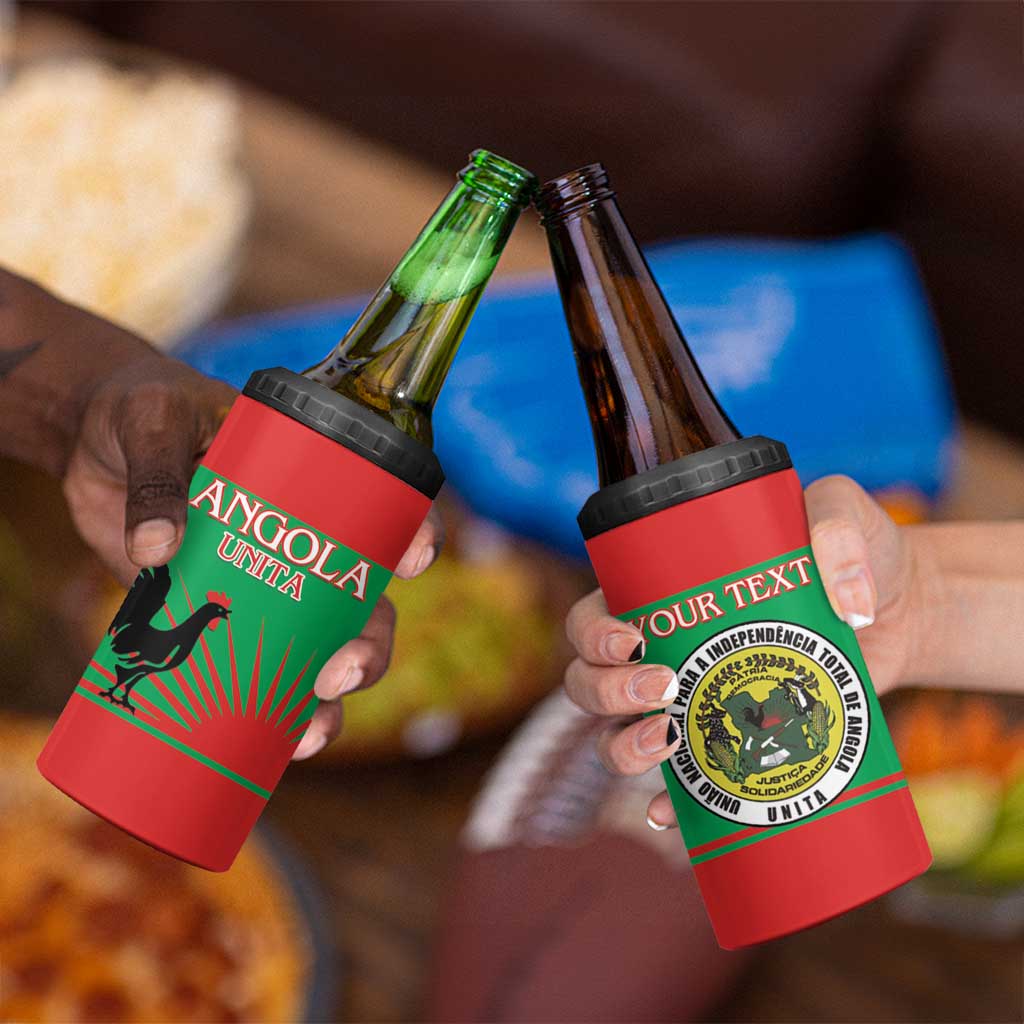Personalised UNITA Angola 4 in 1 Can Cooler Tumbler Party Flag Style