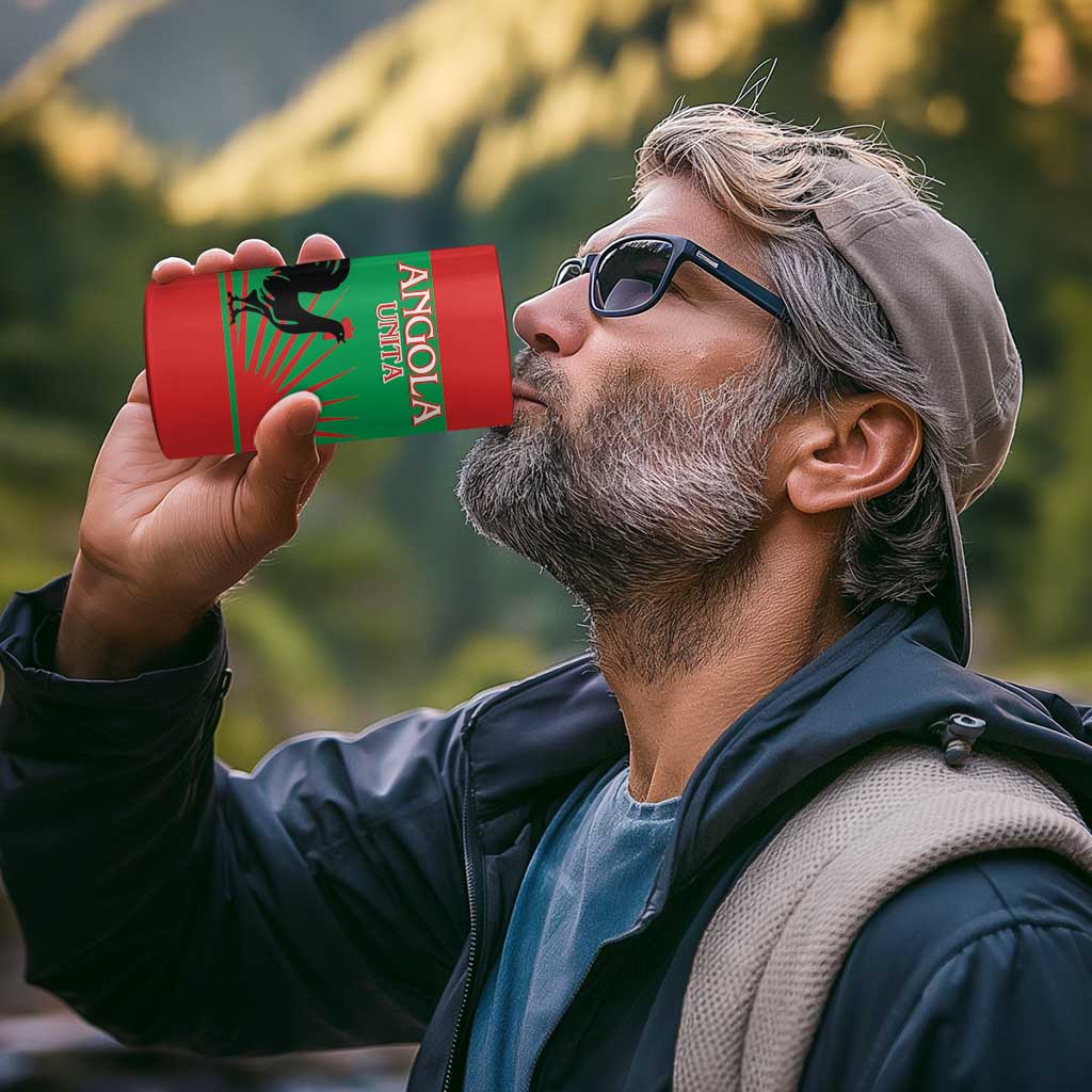 Personalised UNITA Angola 4 in 1 Can Cooler Tumbler Party Flag Style