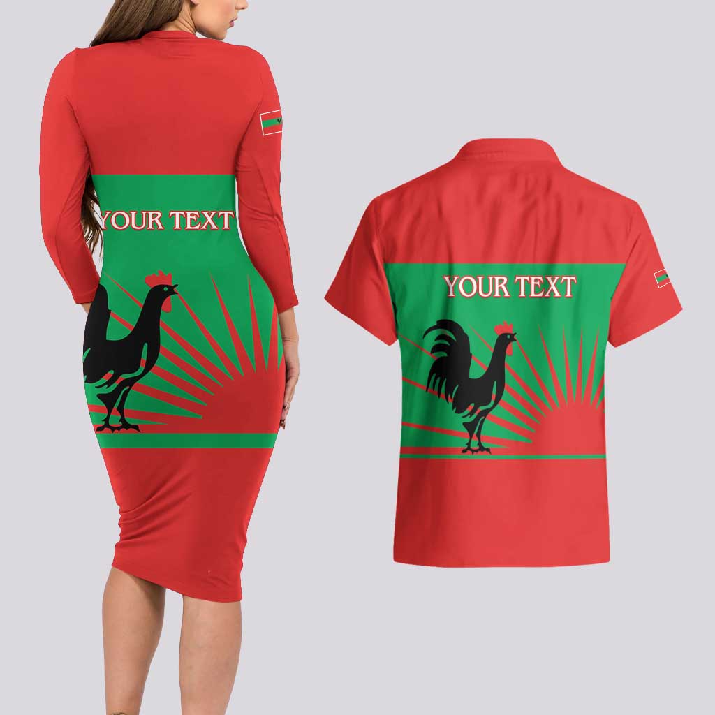 Personalised UNITA Angola Couples Matching Long Sleeve Bodycon Dress and Hawaiian Shirt Party Flag Style