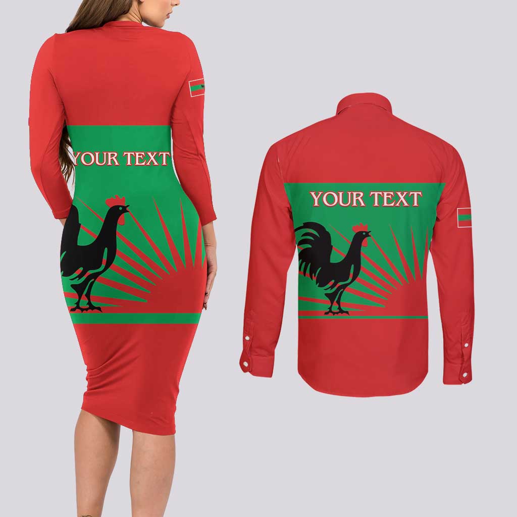 Personalised UNITA Angola Couples Matching Long Sleeve Bodycon Dress and Long Sleeve Button Shirt Party Flag Style