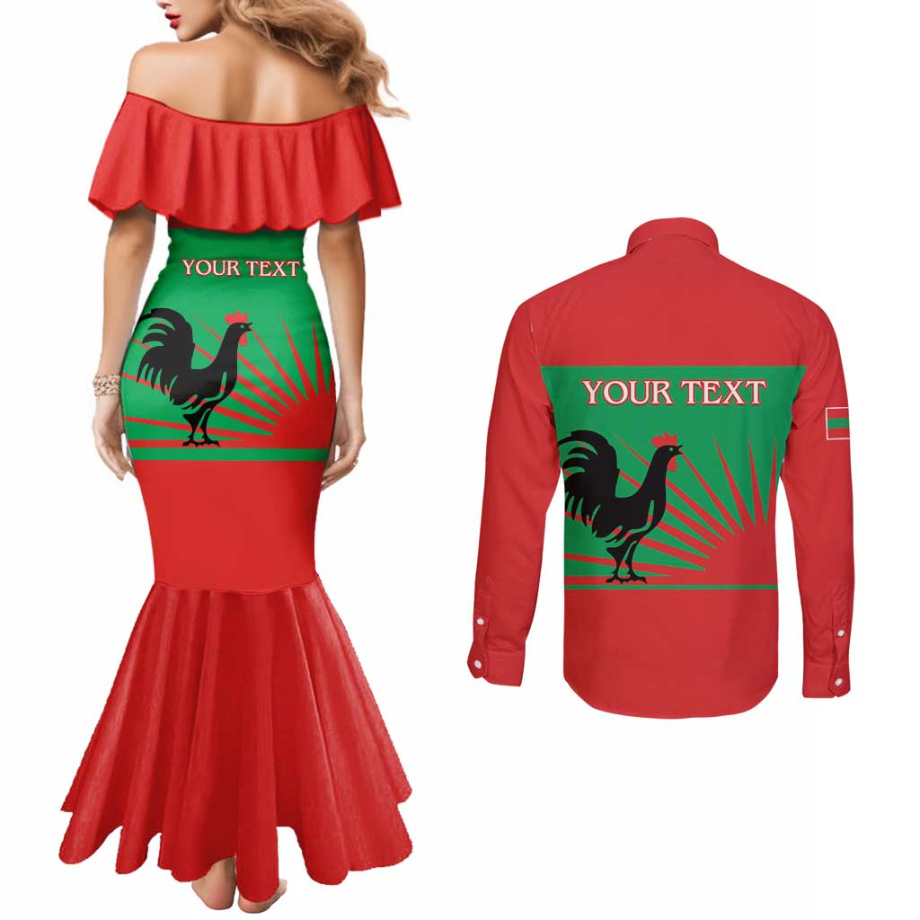 Personalised UNITA Angola Couples Matching Mermaid Dress and Long Sleeve Button Shirt Party Flag Style