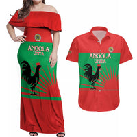 Personalised UNITA Angola Couples Matching Off Shoulder Maxi Dress and Hawaiian Shirt Party Flag Style