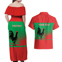 Personalised UNITA Angola Couples Matching Off Shoulder Maxi Dress and Hawaiian Shirt Party Flag Style