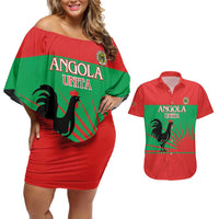 Personalised UNITA Angola Couples Matching Off Shoulder Short Dress and Hawaiian Shirt Party Flag Style