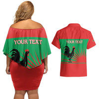 Personalised UNITA Angola Couples Matching Off Shoulder Short Dress and Hawaiian Shirt Party Flag Style