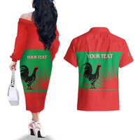 Personalised UNITA Angola Couples Matching Off The Shoulder Long Sleeve Dress and Hawaiian Shirt Party Flag Style