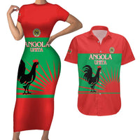 Personalised UNITA Angola Couples Matching Short Sleeve Bodycon Dress and Hawaiian Shirt Party Flag Style