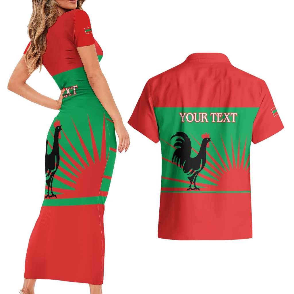 Personalised UNITA Angola Couples Matching Short Sleeve Bodycon Dress and Hawaiian Shirt Party Flag Style
