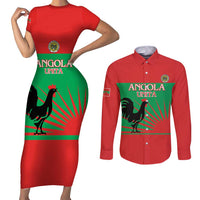 Personalised UNITA Angola Couples Matching Short Sleeve Bodycon Dress and Long Sleeve Button Shirt Party Flag Style