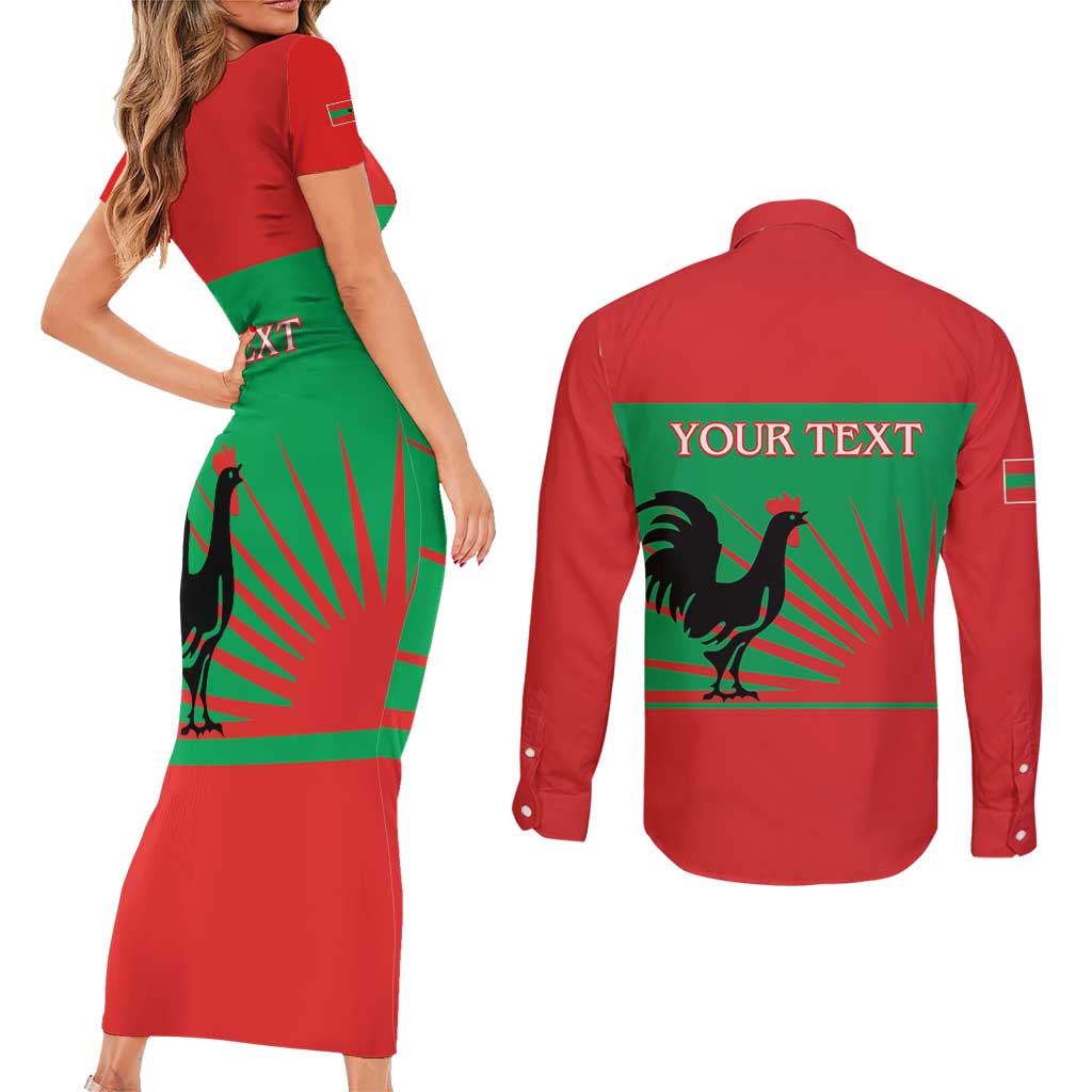 Personalised UNITA Angola Couples Matching Short Sleeve Bodycon Dress and Long Sleeve Button Shirt Party Flag Style