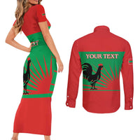 Personalised UNITA Angola Couples Matching Short Sleeve Bodycon Dress and Long Sleeve Button Shirt Party Flag Style