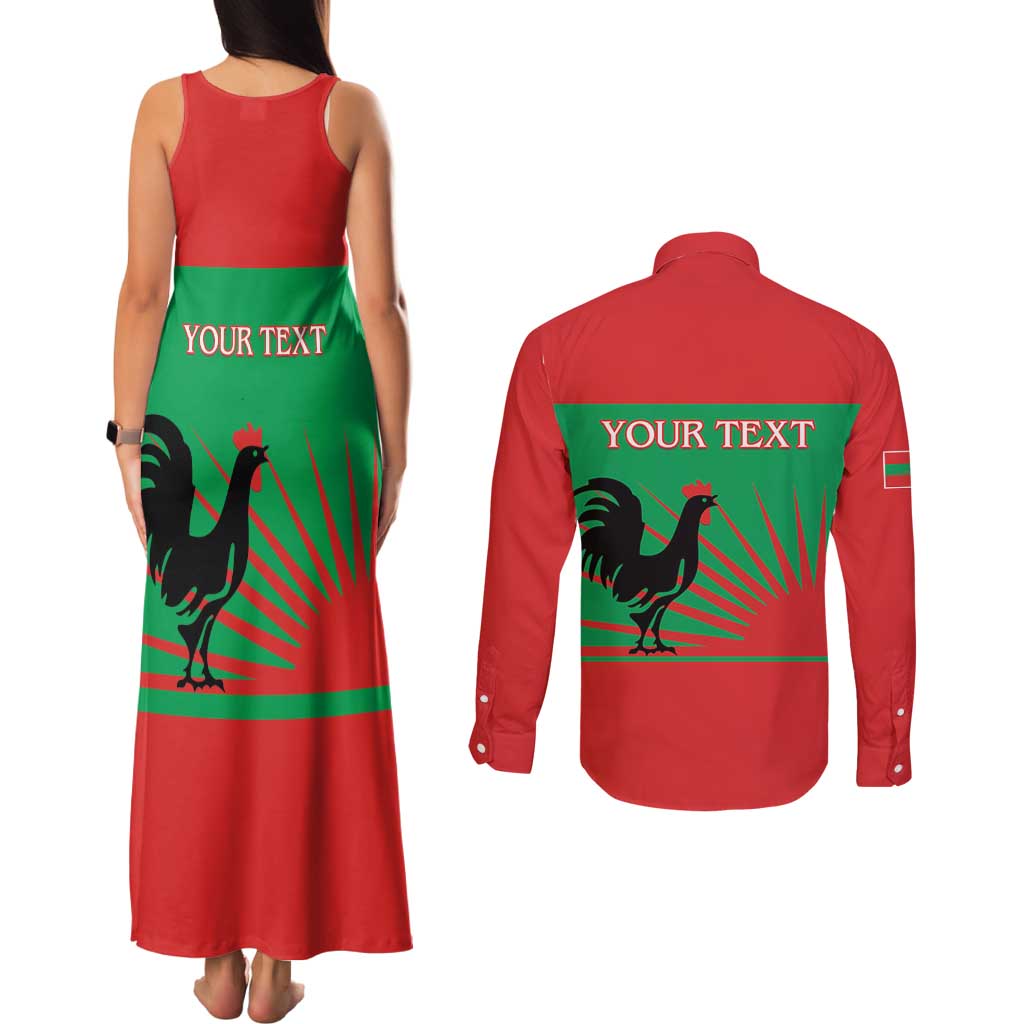 Personalised UNITA Angola Couples Matching Tank Maxi Dress and Long Sleeve Button Shirt Party Flag Style