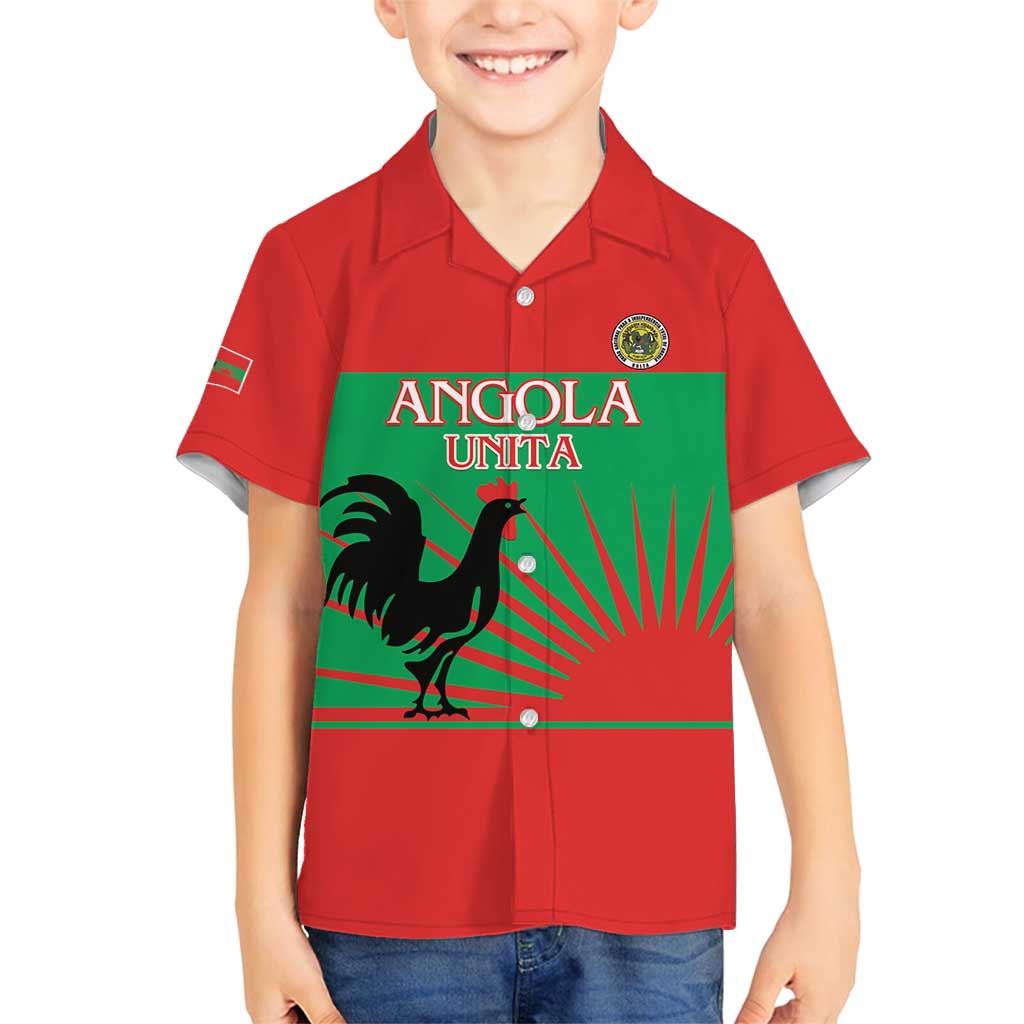 Personalised UNITA Angola Family Matching Long Sleeve Bodycon Dress and Hawaiian Shirt Party Flag Style