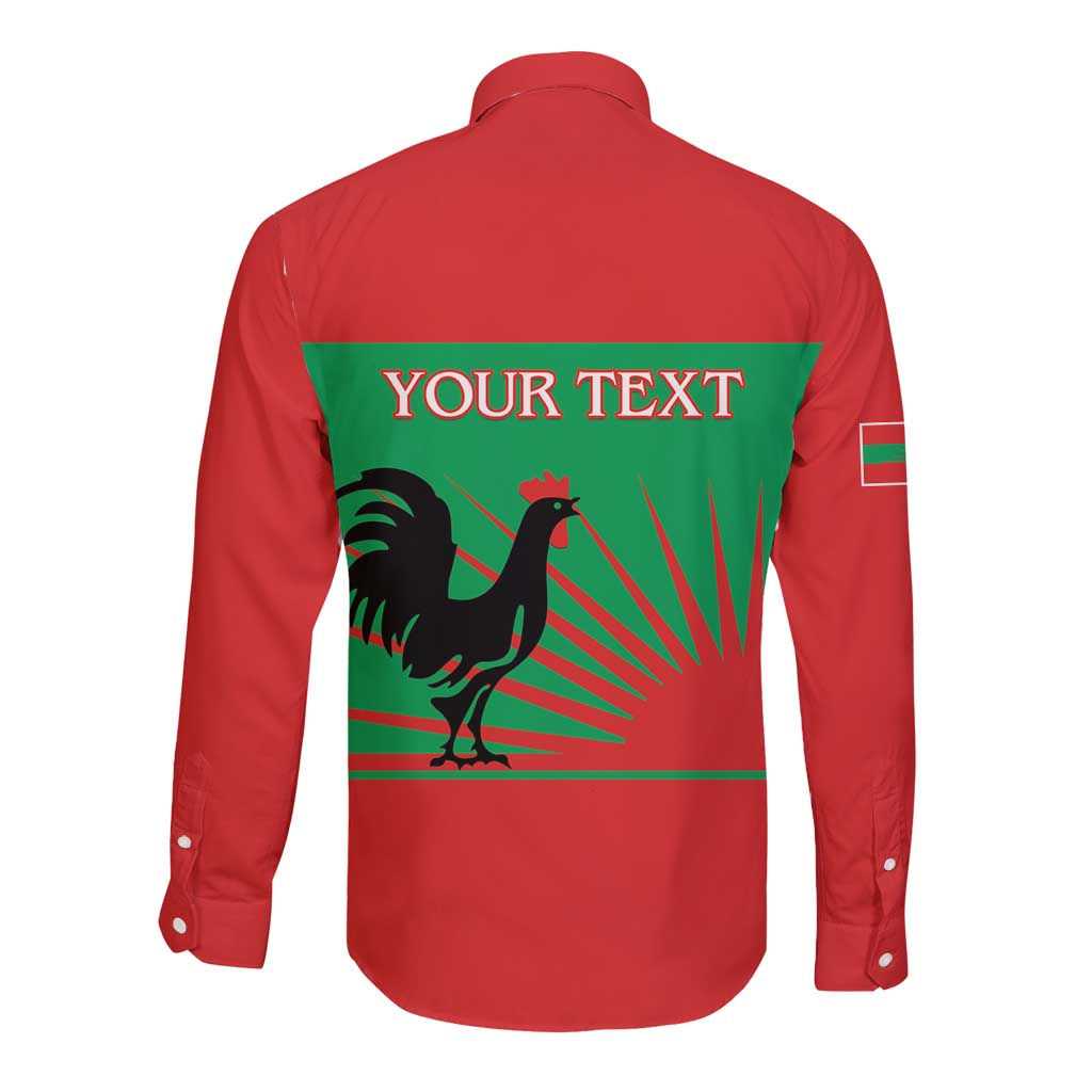 Personalised UNITA Angola Long Sleeve Button Shirt Party Flag Style