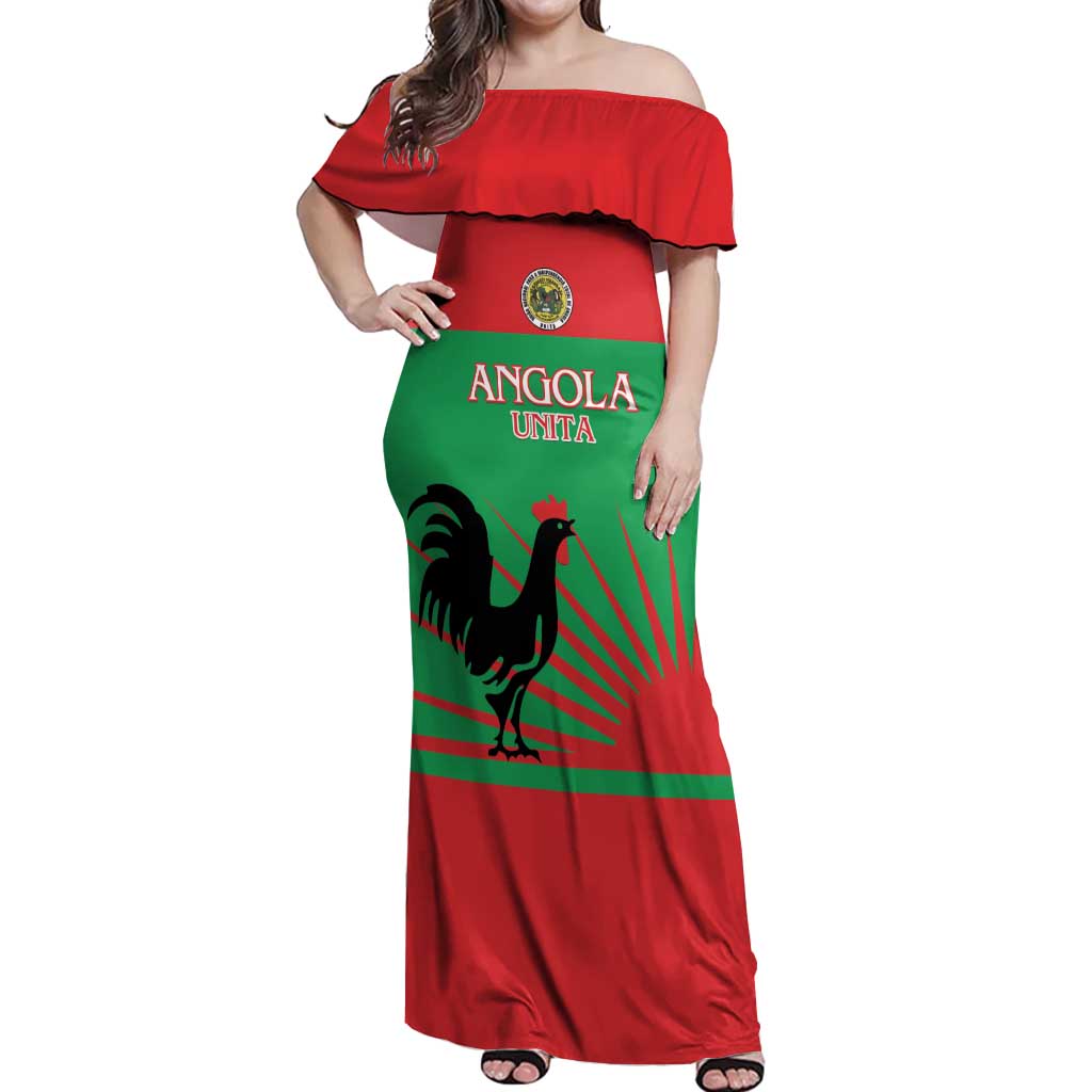 Personalised UNITA Angola Off Shoulder Maxi Dress Party Flag Style