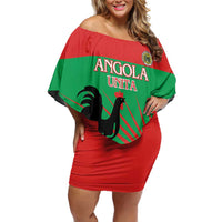 Personalised UNITA Angola Off Shoulder Short Dress Party Flag Style