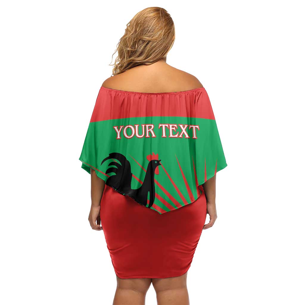 Personalised UNITA Angola Off Shoulder Short Dress Party Flag Style