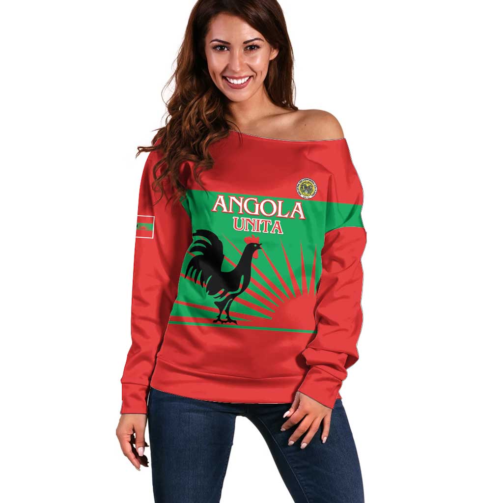 Personalised UNITA Angola Off Shoulder Sweater Party Flag Style