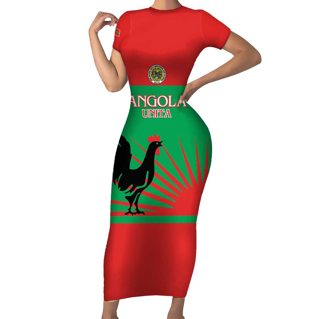 Personalised UNITA Angola Short Sleeve Bodycon Dress Party Flag Style