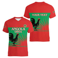Personalised UNITA Angola Women V-Neck T-Shirt Party Flag Style