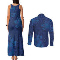 Hibiscus Mix ShweShwe African Pattern Couples Matching Tank Maxi Dress and Long Sleeve Button Shirt - Wonder Print Shop