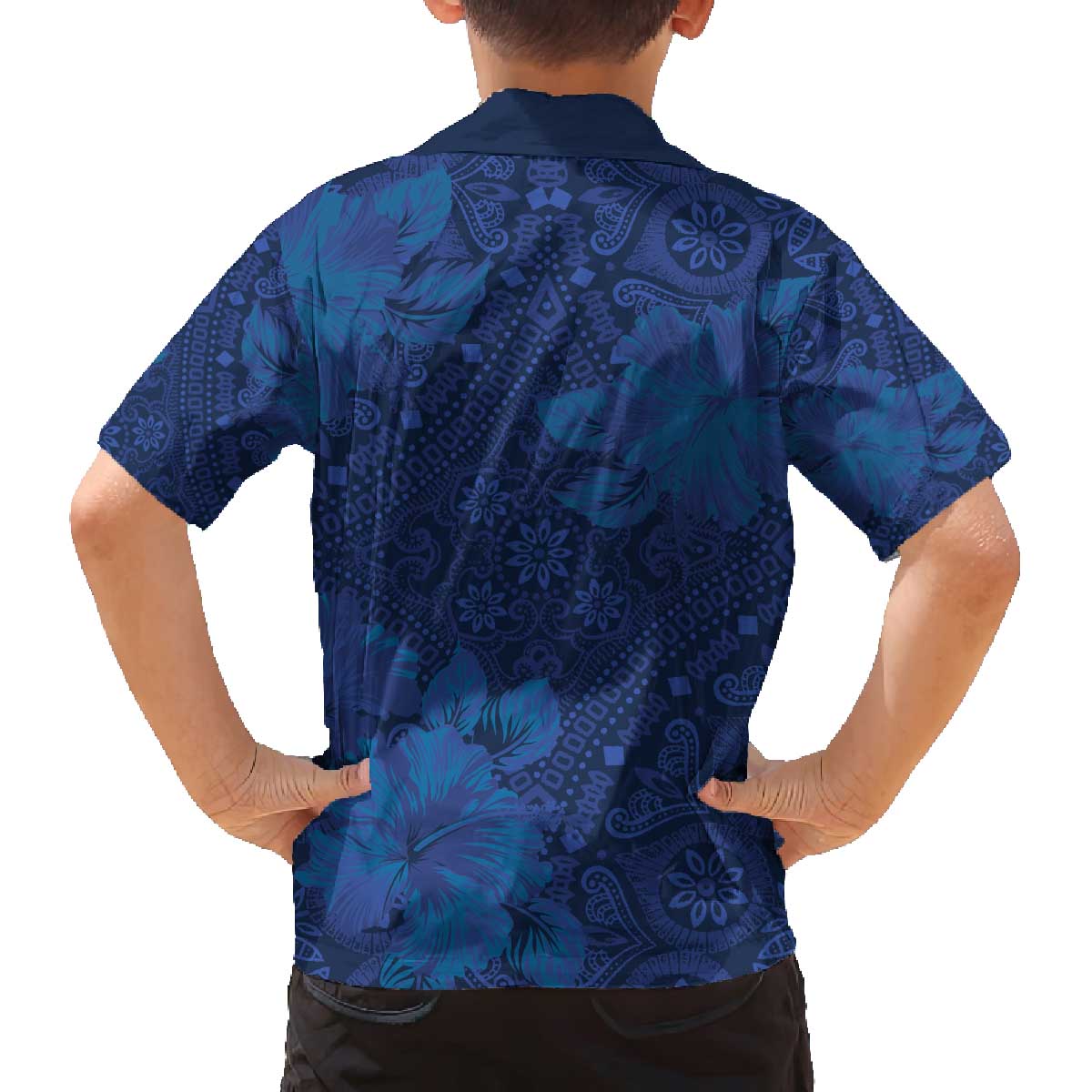 Hibiscus Mix ShweShwe African Pattern Family Matching Off The Shoulder Long Sleeve Dress and Hawaiian Shirt - Wonder Print Shop