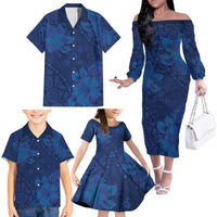 Hibiscus Mix ShweShwe African Pattern Family Matching Off The Shoulder Long Sleeve Dress and Hawaiian Shirt - Wonder Print Shop