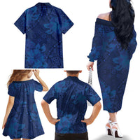 Hibiscus Mix ShweShwe African Pattern Family Matching Off The Shoulder Long Sleeve Dress and Hawaiian Shirt - Wonder Print Shop
