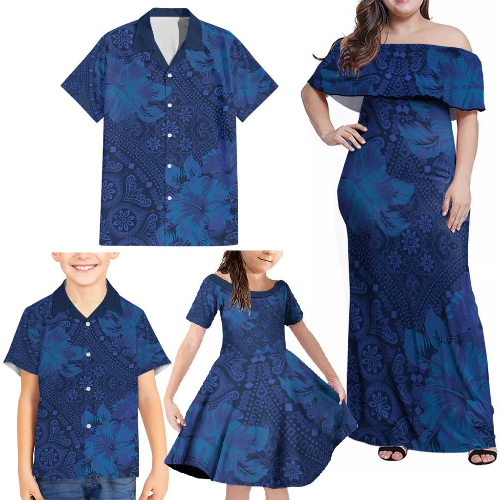 Hibiscus Mix ShweShwe African Pattern Family Matching Off Shoulder Maxi Dress and Hawaiian Shirt - Wonder Print Shop