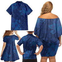 Hibiscus Mix ShweShwe African Pattern Family Matching Off Shoulder Short Dress and Hawaiian Shirt - Wonder Print Shop