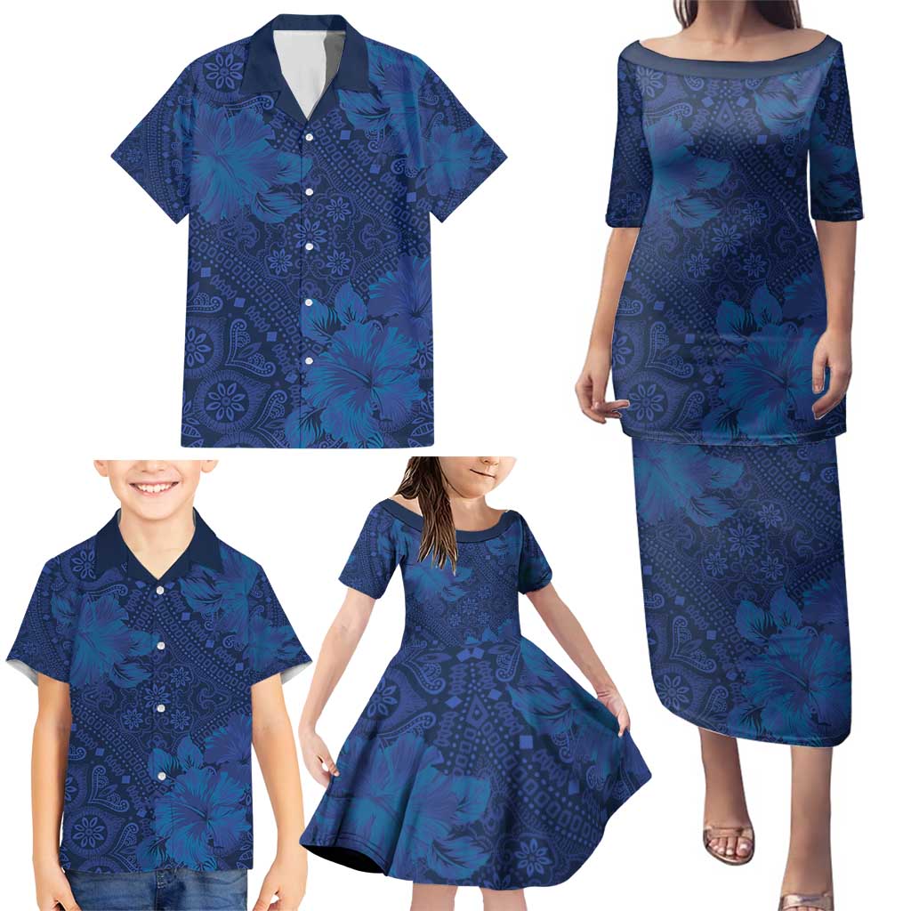 Hibiscus Mix ShweShwe African Pattern Family Matching Puletasi and Hawaiian Shirt - Wonder Print Shop