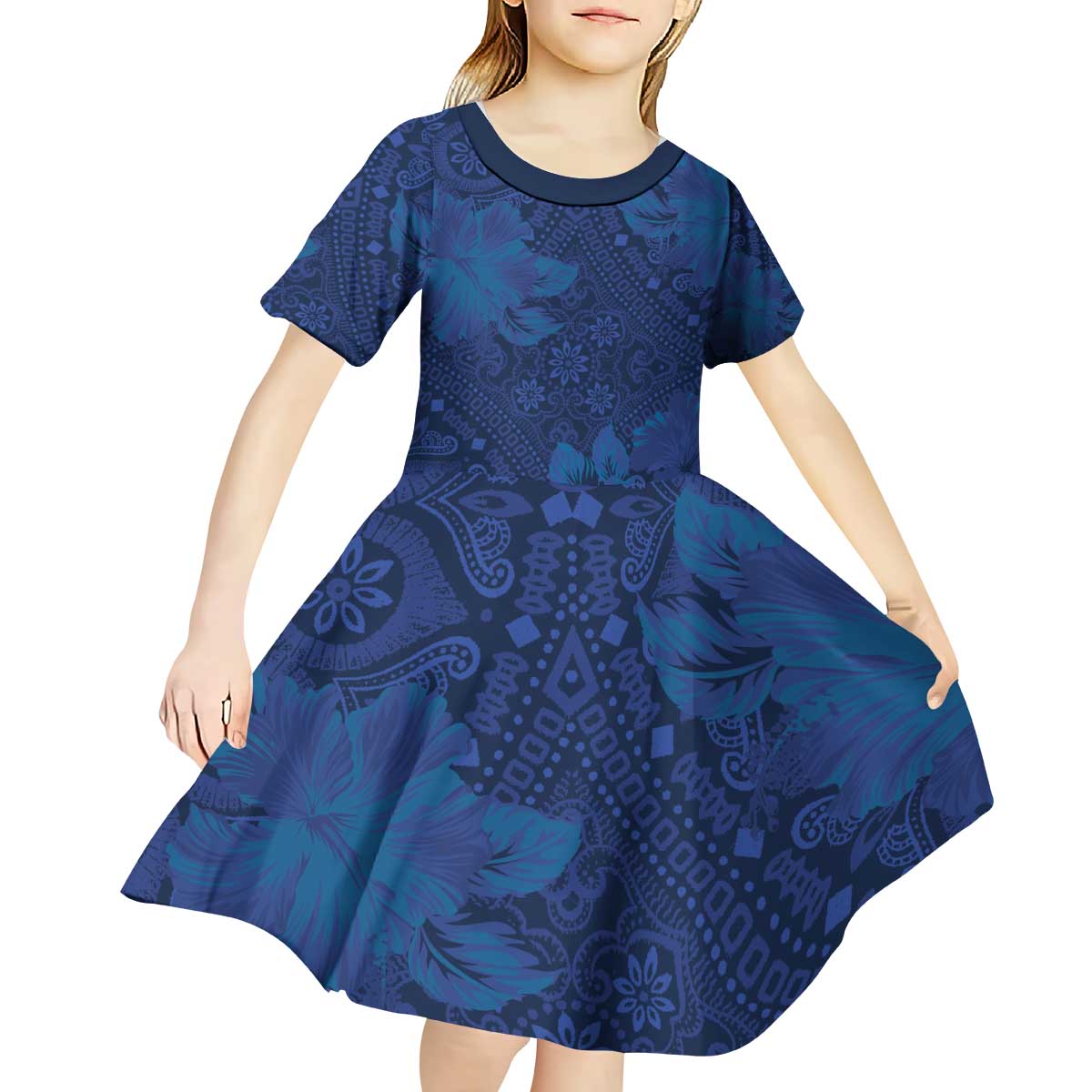 Hibiscus Mix ShweShwe African Pattern Kid Short Sleeve Dress - Wonder Print Shop