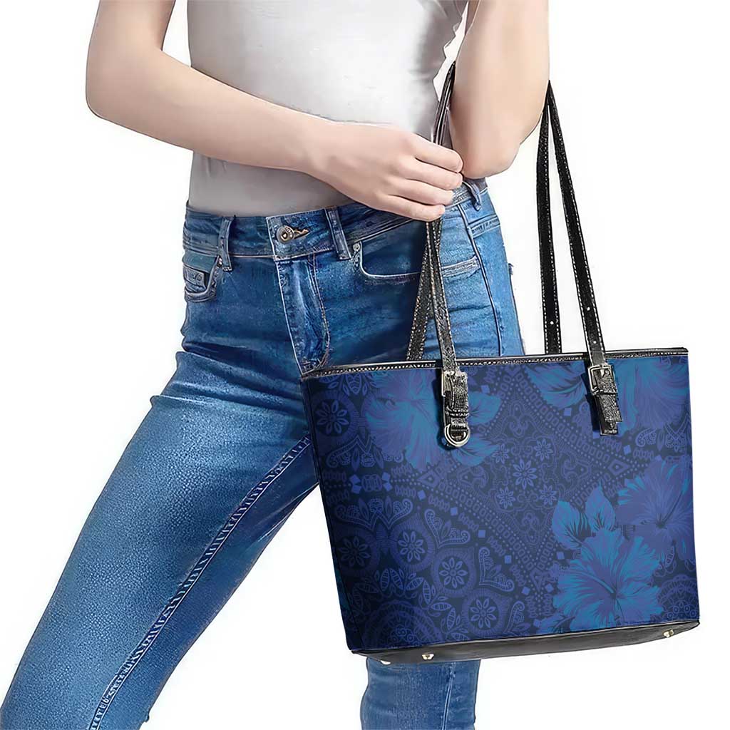 Hibiscus Mix ShweShwe African Pattern Leather Tote Bag - Wonder Print Shop