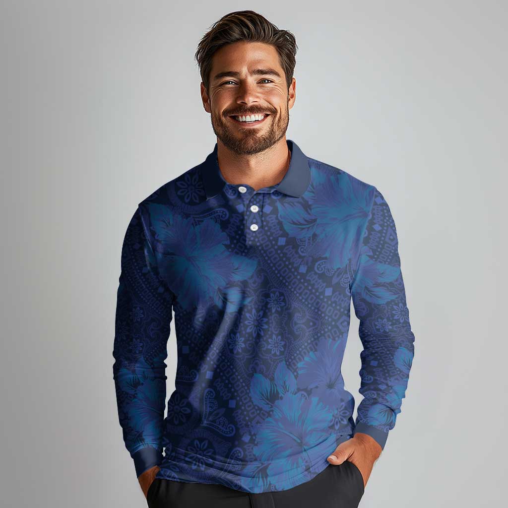 Hibiscus Mix ShweShwe African Pattern Long Sleeve Polo Shirt - Wonder Print Shop