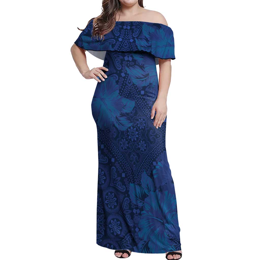 Hibiscus Mix ShweShwe African Pattern Off Shoulder Maxi Dress - Wonder Print Shop