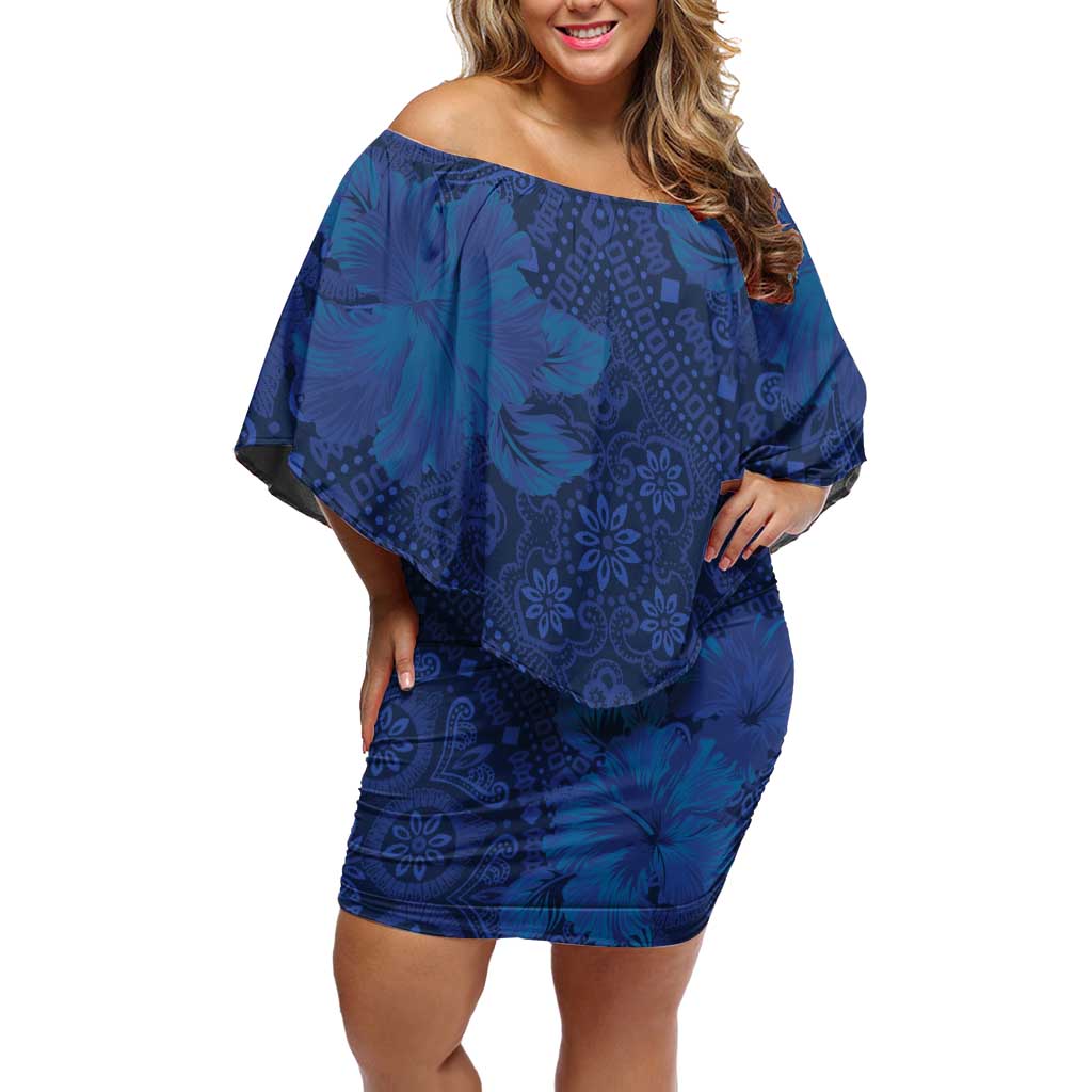 Hibiscus Mix ShweShwe African Pattern Off Shoulder Short Dress - Wonder Print Shop