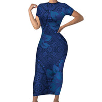 Hibiscus Mix ShweShwe African Pattern Short Sleeve Bodycon Dress - Wonder Print Shop