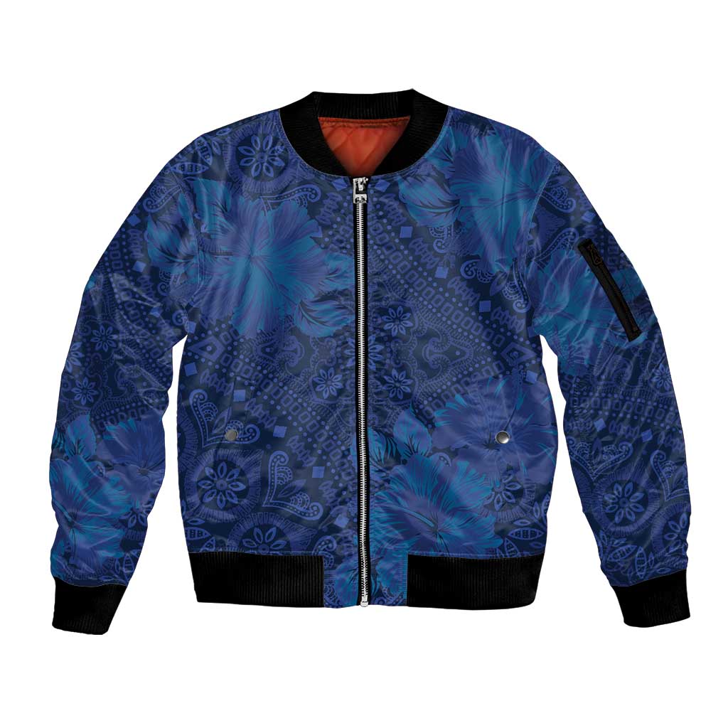 Hibiscus Mix ShweShwe African Pattern Sleeve Zip Bomber Jacket - Wonder Print Shop