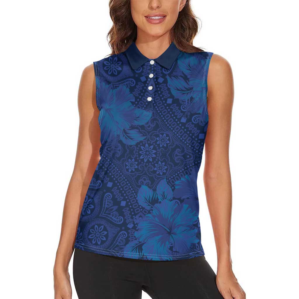 Hibiscus Mix ShweShwe African Pattern Women Sleeveless Polo Shirt - Wonder Print Shop
