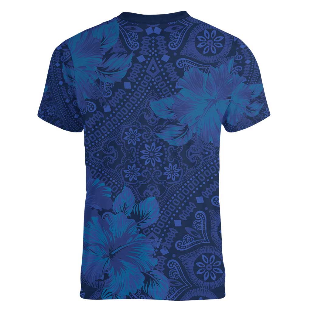 Hibiscus Mix ShweShwe African Pattern Women V-Neck T-Shirt - Wonder Print Shop