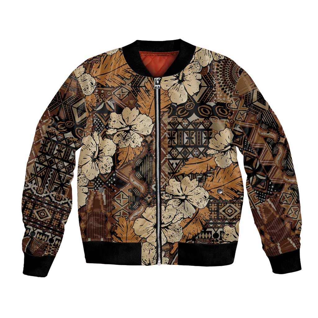 Hibiscus Mix African Pattern Bomber Jacket - Wonder Print Shop
