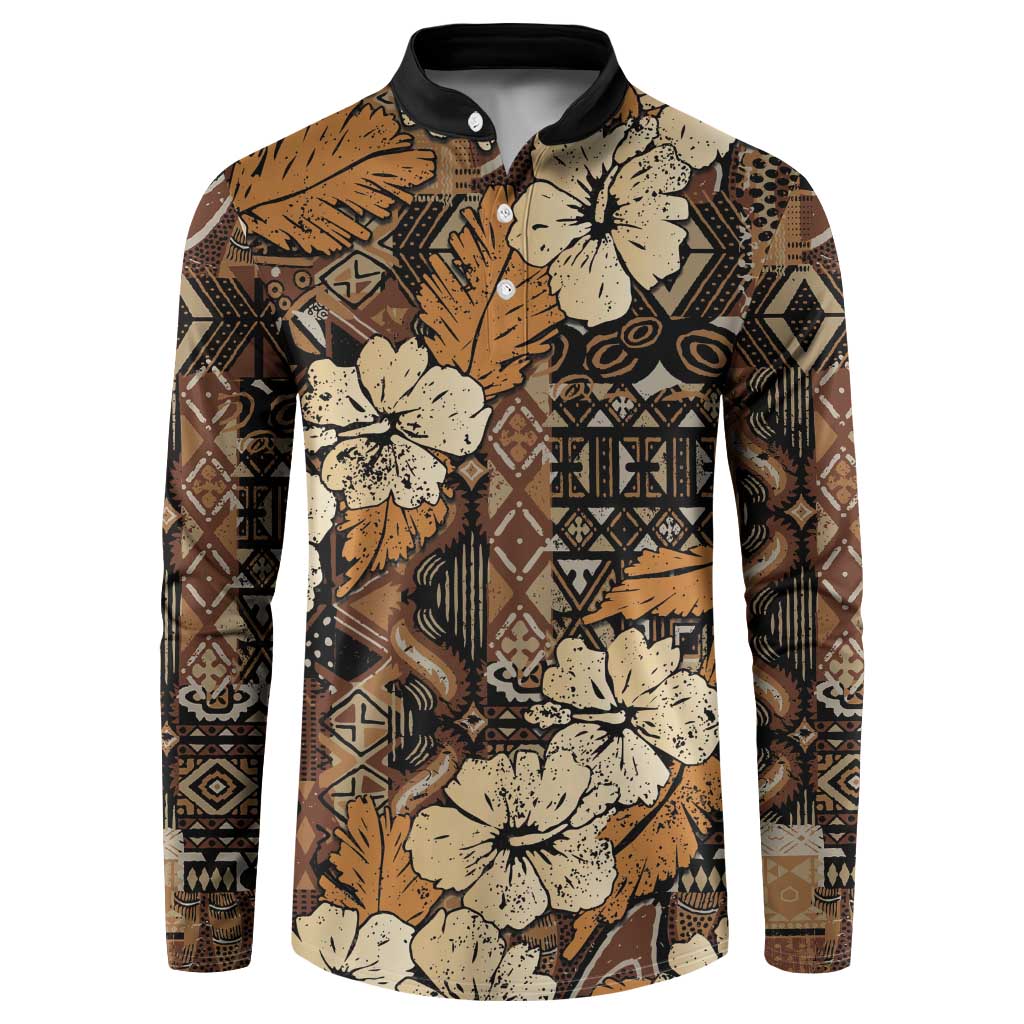 Hibiscus Mix African Pattern Button Sweatshirt - Wonder Print Shop