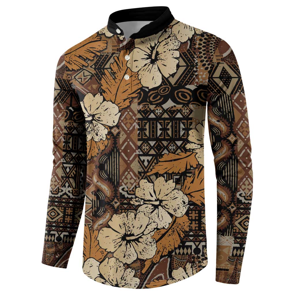 Hibiscus Mix African Pattern Button Sweatshirt - Wonder Print Shop
