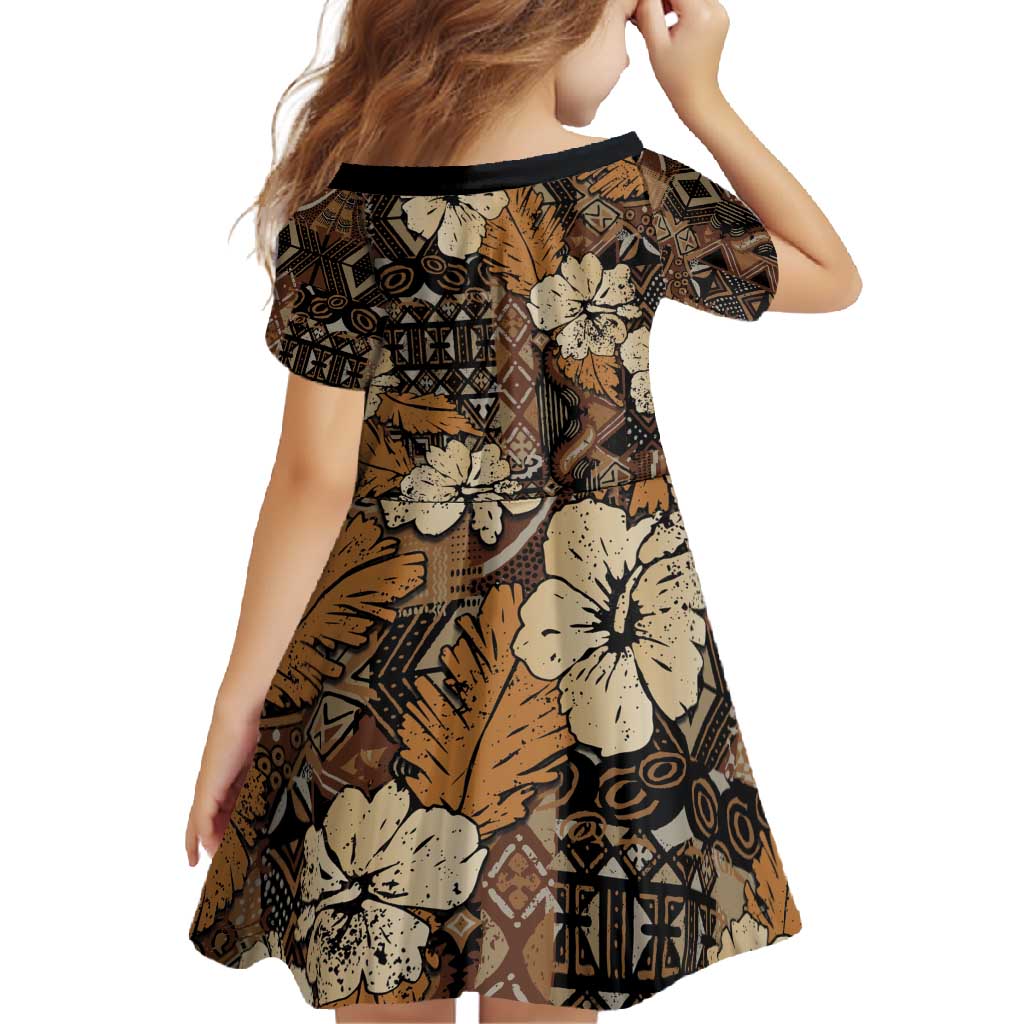 Hibiscus Mix African Pattern Family Matching Long Sleeve Bodycon Dress and Hawaiian Shirt - Wonder Print Shop