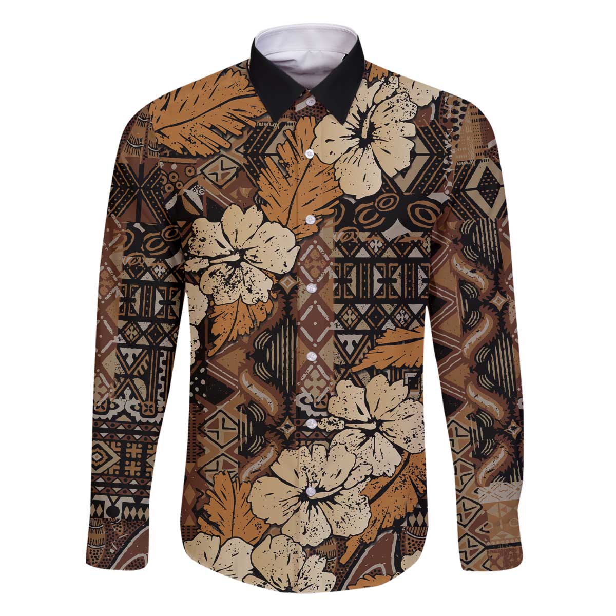 Hibiscus Mix African Pattern Family Matching Off The Shoulder Long Sleeve Dress and Hawaiian Shirt - Wonder Print Shop