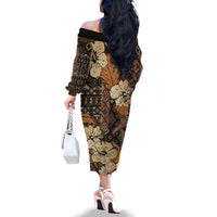 Hibiscus Mix African Pattern Family Matching Off The Shoulder Long Sleeve Dress and Hawaiian Shirt - Wonder Print Shop